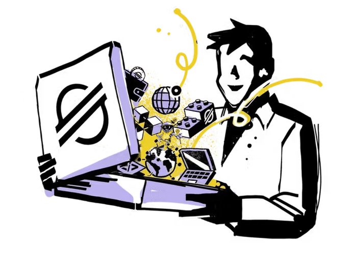 A happy person opening a Stellar box